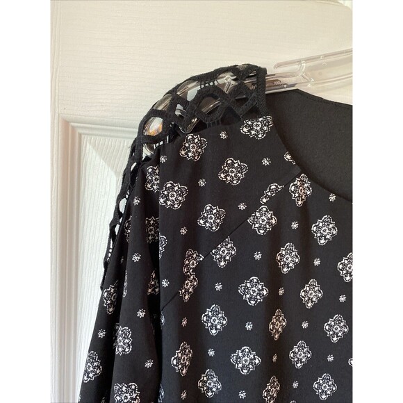 White House Black Market Dress Long Sleeve Mesh Sleeve Above Knee Lined - Picture 7 of 15